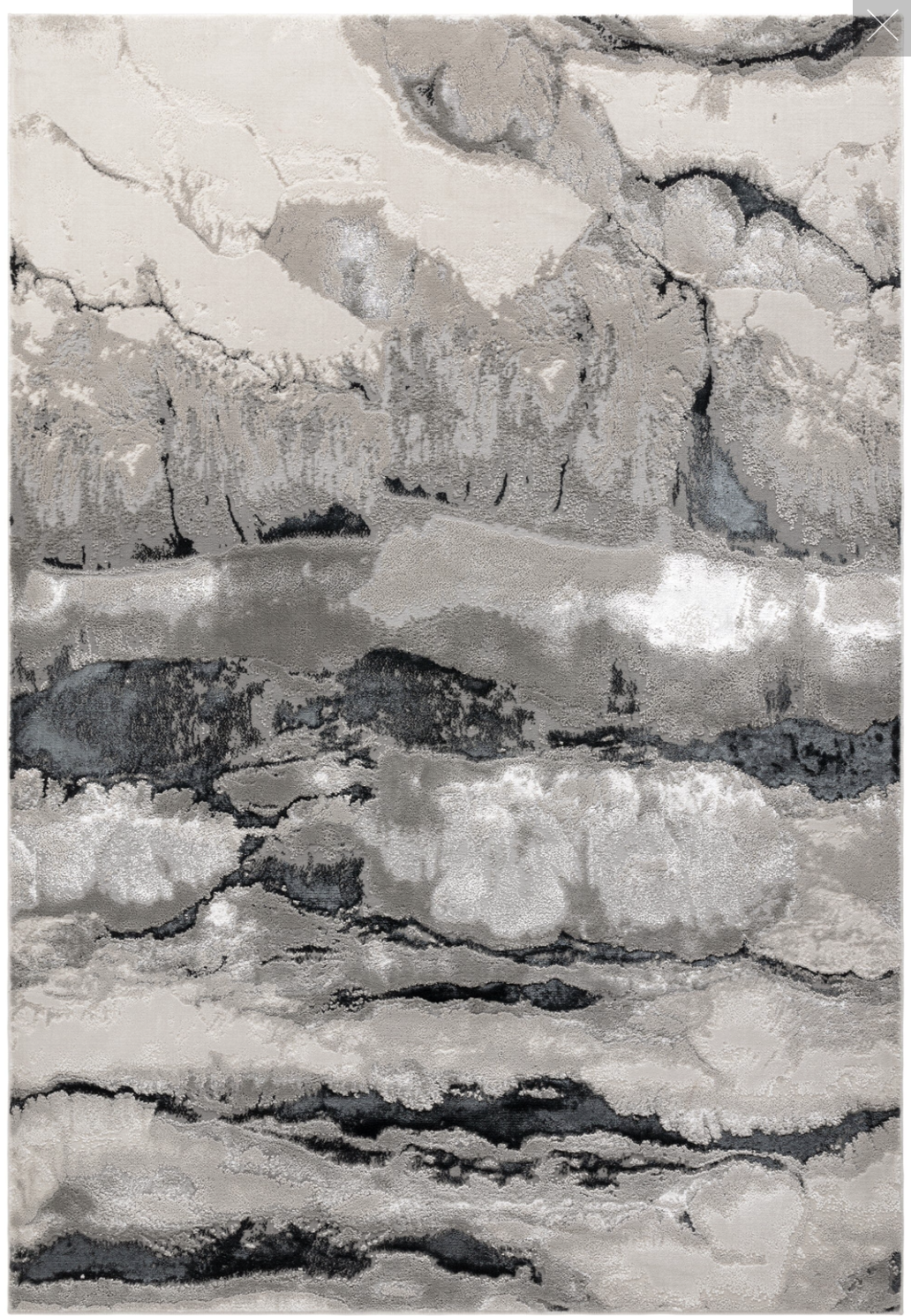 Aurora Quartz AU05 Marble Rugs in Metallic Silver Grey