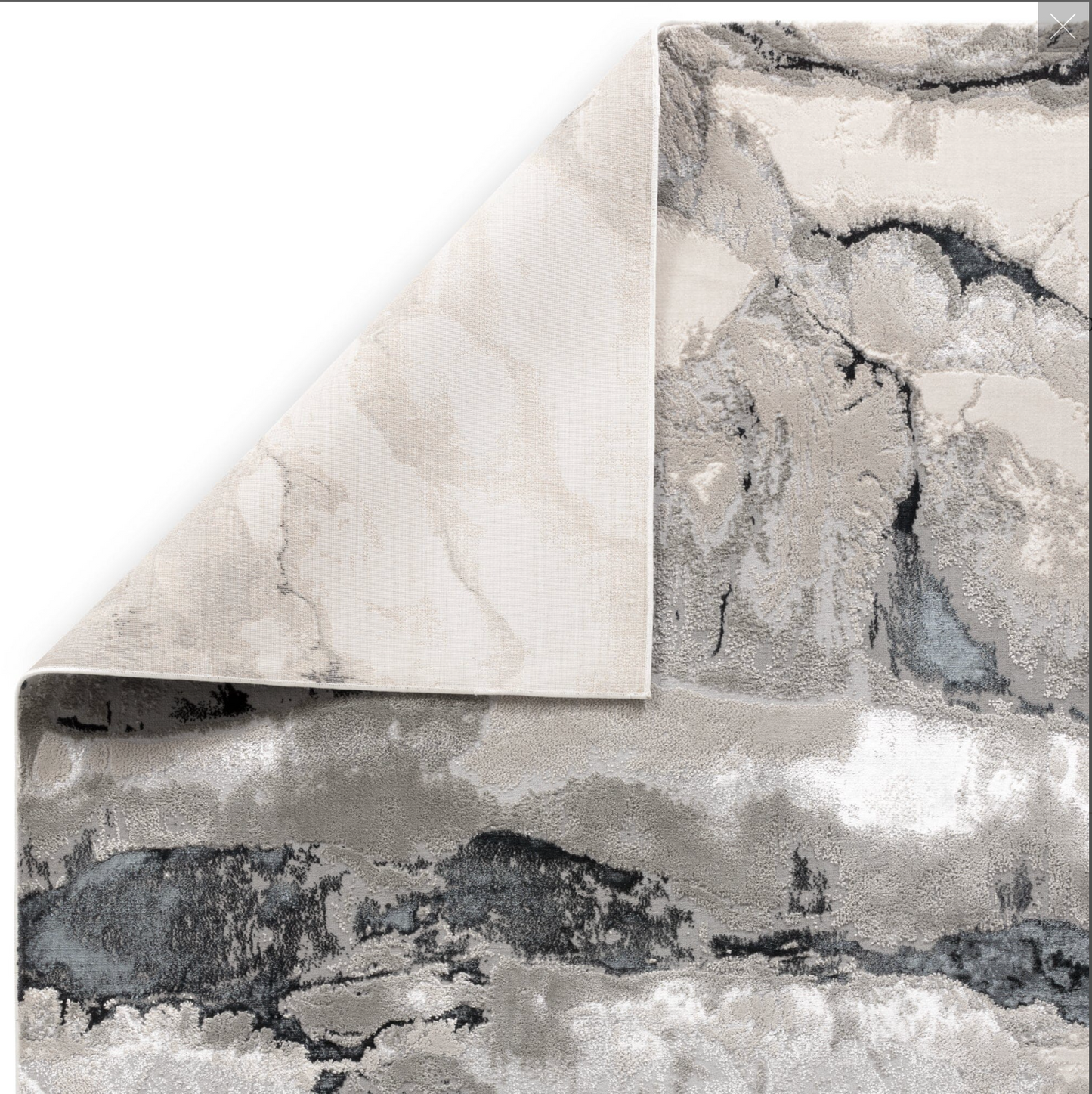 Aurora Quartz AU05 Marble Rugs in Metallic Silver Grey