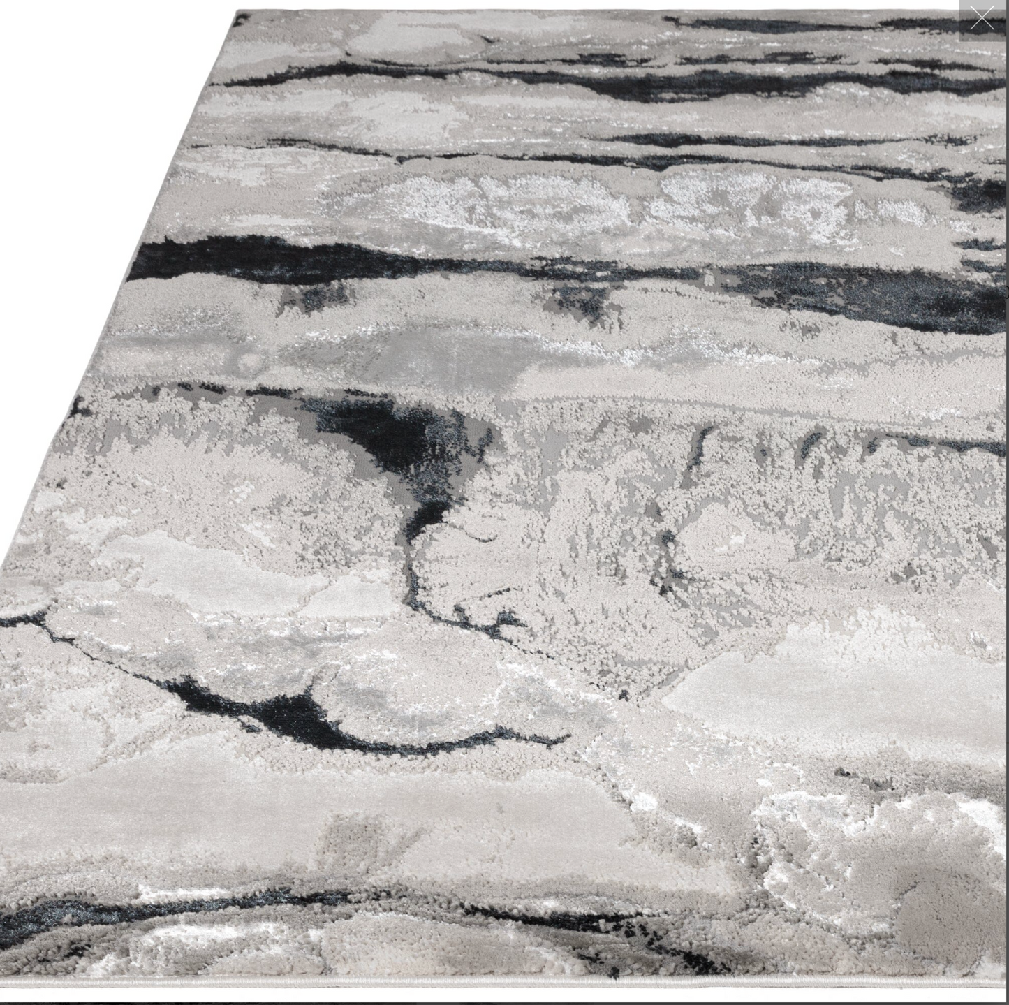 Aurora Quartz AU05 Marble Rugs in Metallic Silver Grey