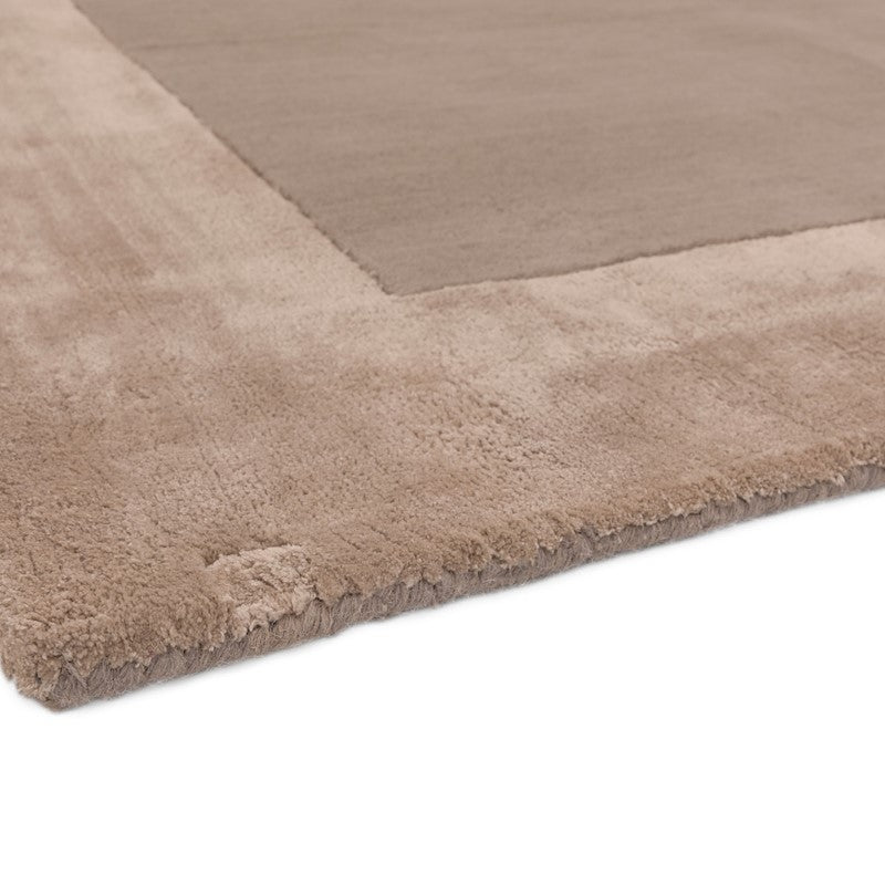 Ascot Sand Hand Woven Wool and Viscose Border Rug