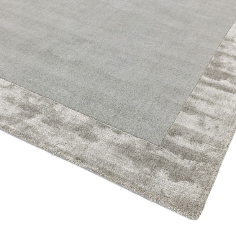 Ascot Silver Hand Woven Wool and Viscose Border Rug