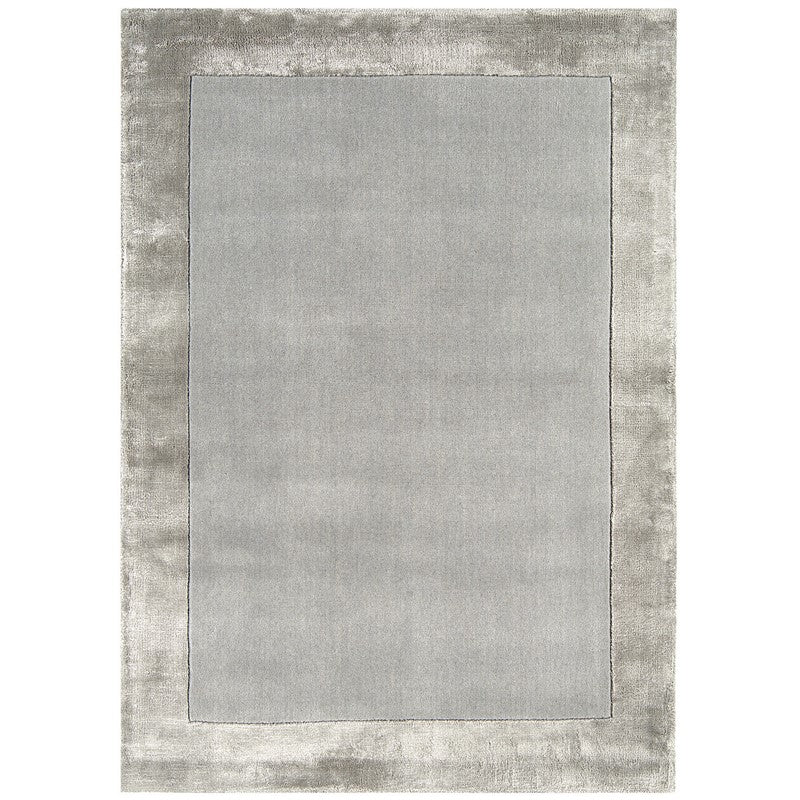 Ascot Silver Hand Woven Wool and Viscose Border Rug