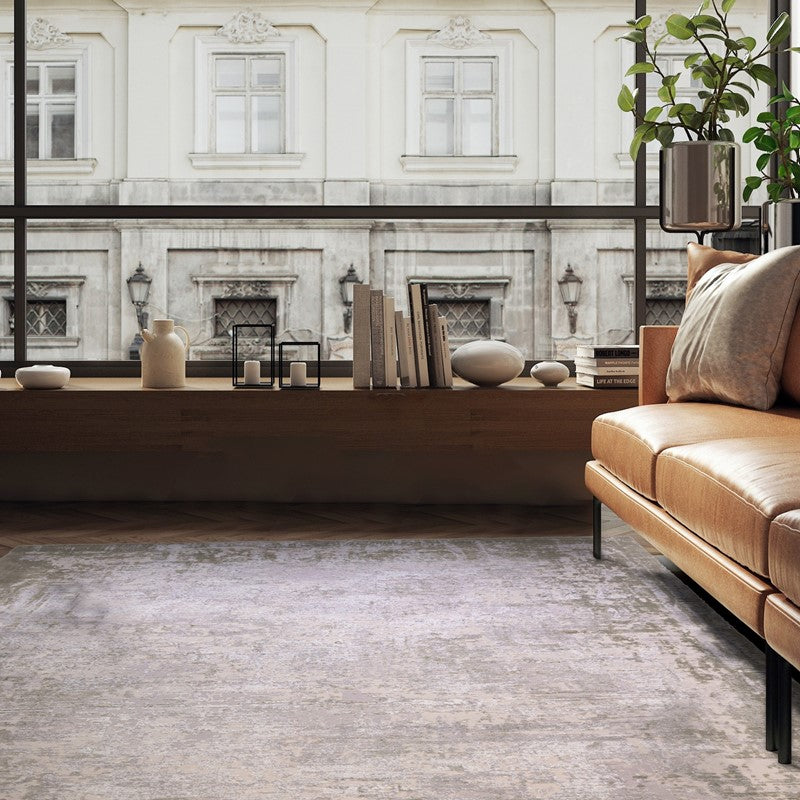 Kuza Border Modern Distressed Rug in Green