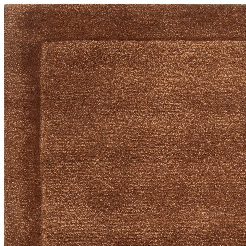 Rise Modern Plain Hand Carved Wool Rugs in Rust Orange