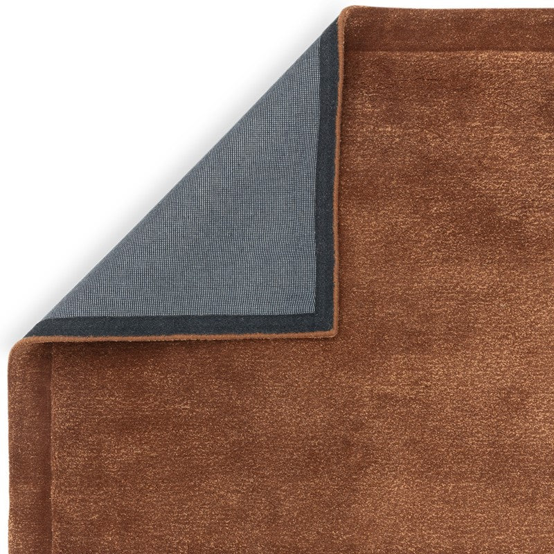 Rise Modern Plain Hand Carved Wool Rugs in Rust Orange