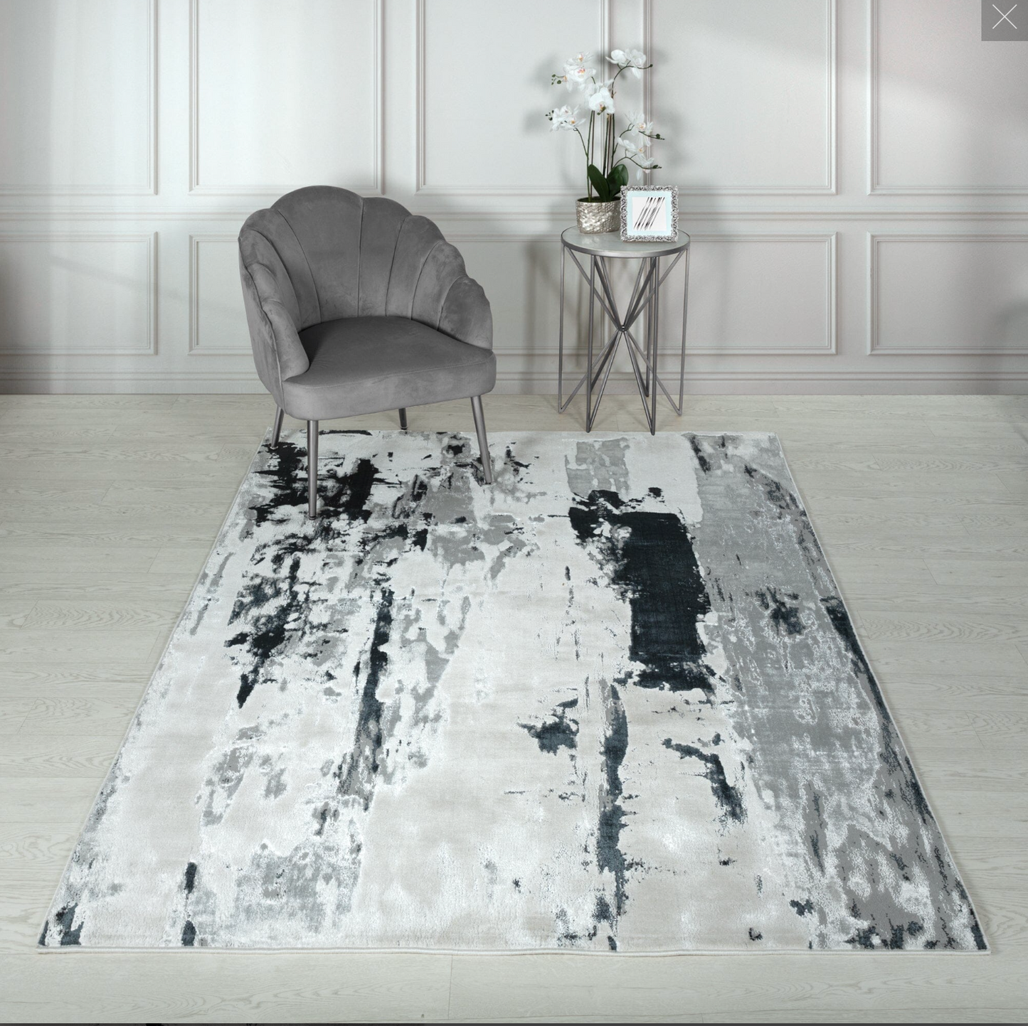 Aurora Glacier AU10 Abstract Rugs in Metallic Silver Grey