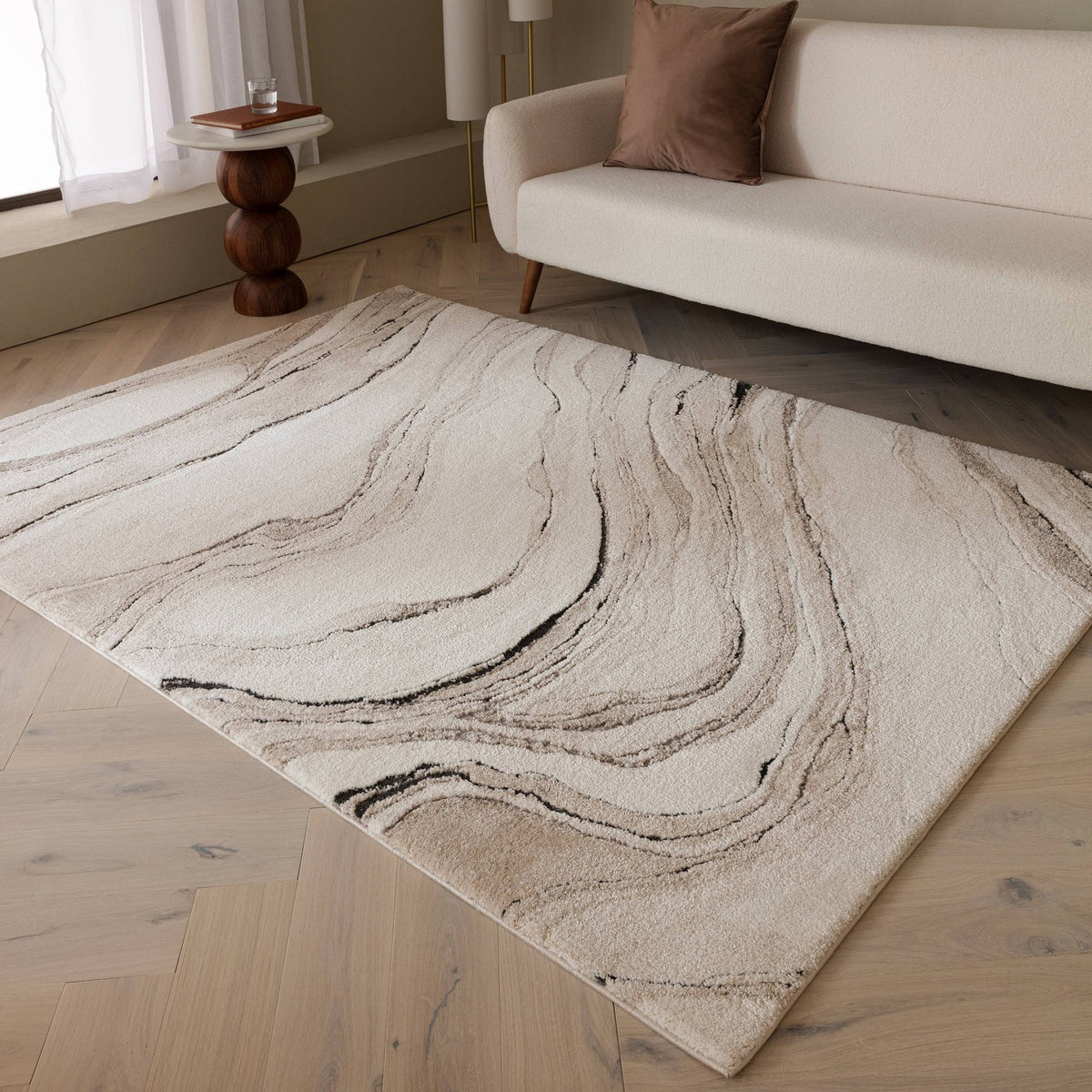 Asiatic Mirage Quartz Beige Rug 200 x 290 cm Soft Deep Pile Machine Woven Modern