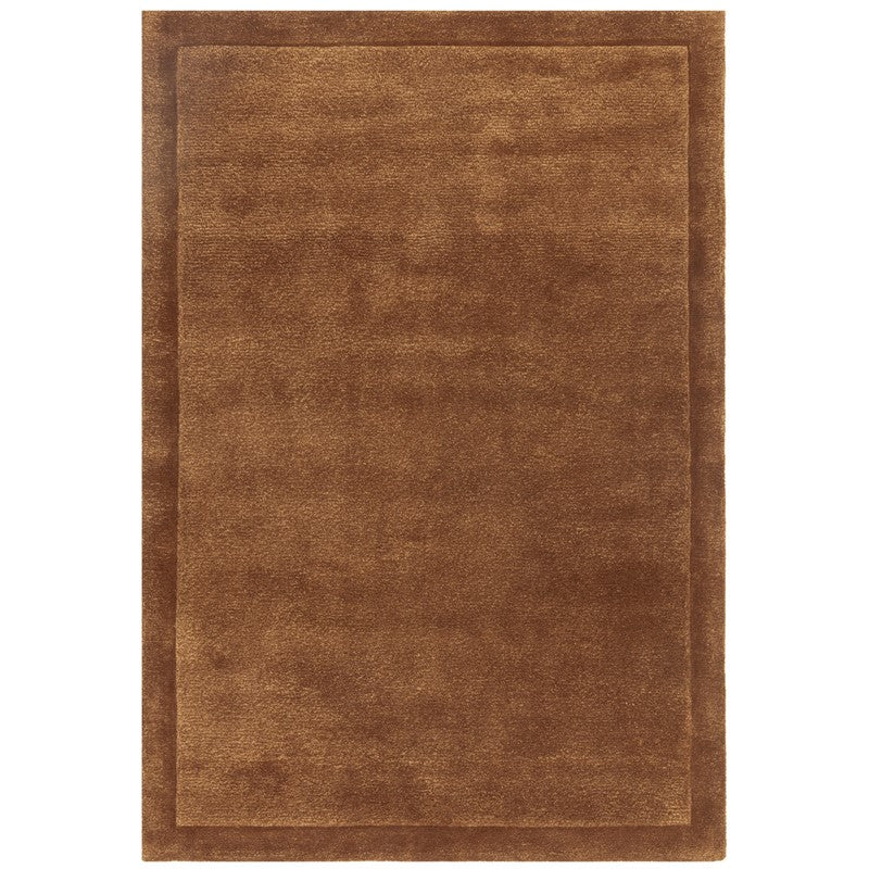 Rise Modern Plain Hand Carved Wool Rugs in Rust Orange