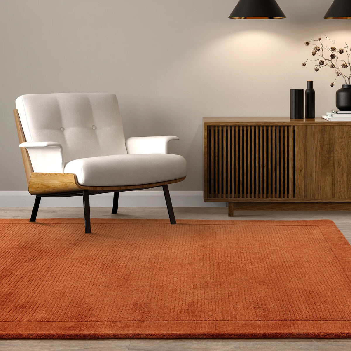 Asiatic York Terracotta Rug 60 x 120 cm 100% Wool Hand Woven Modern