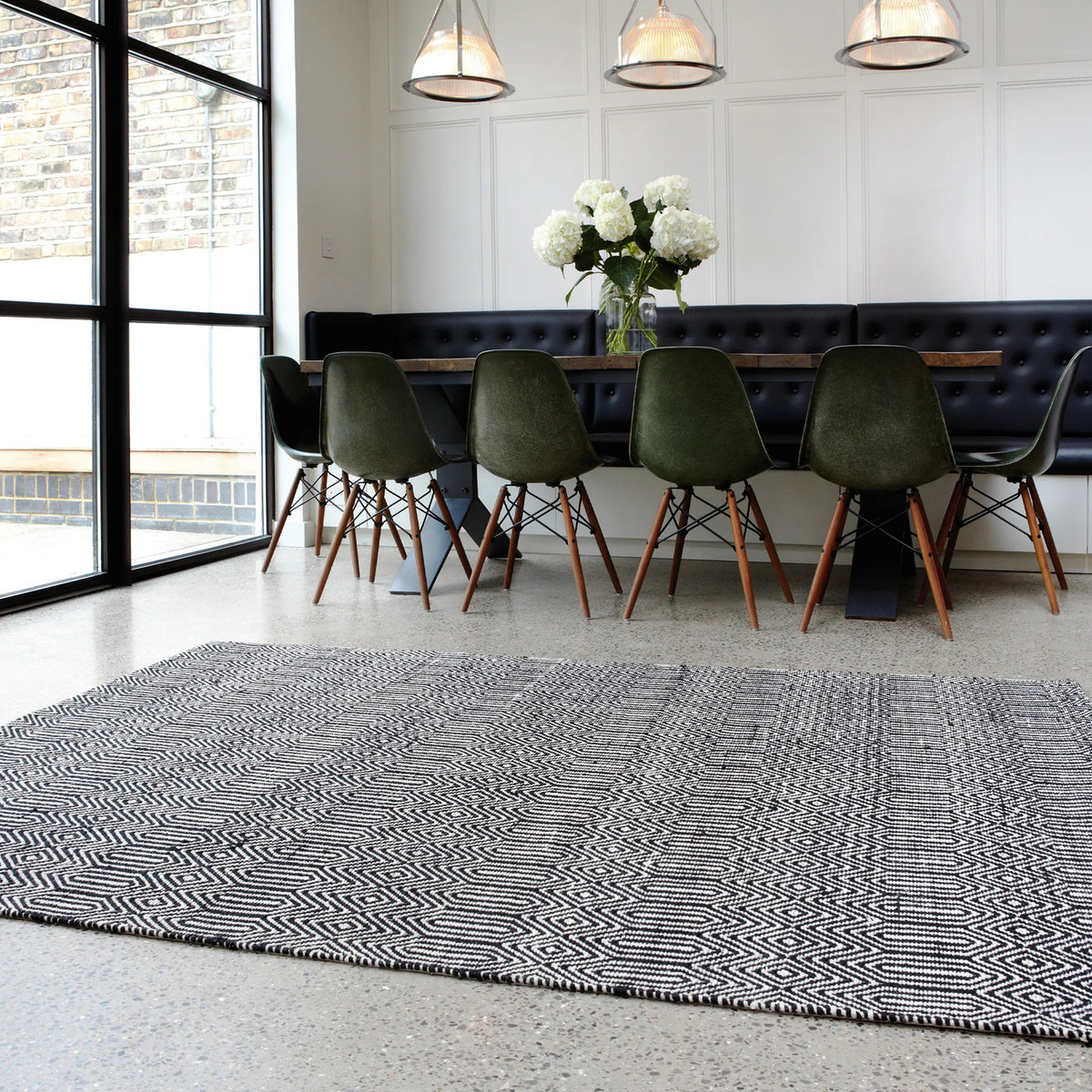 Asiatic Sloan Black White Rug 160 x 230 cm Wool Flatweave Hand Woven Modern