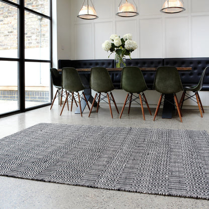 Asiatic Sloan Black White Rug 160 x 230 cm Wool Flatweave Hand Woven Modern