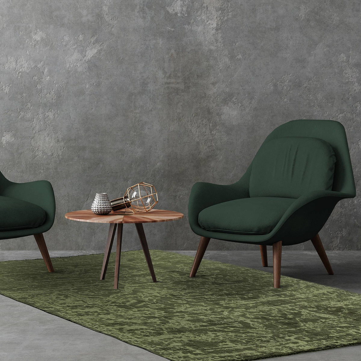 Asiatic Zehraya ZE06 Abstract Green Rug 160 x 230 cm Polyester Machine Woven