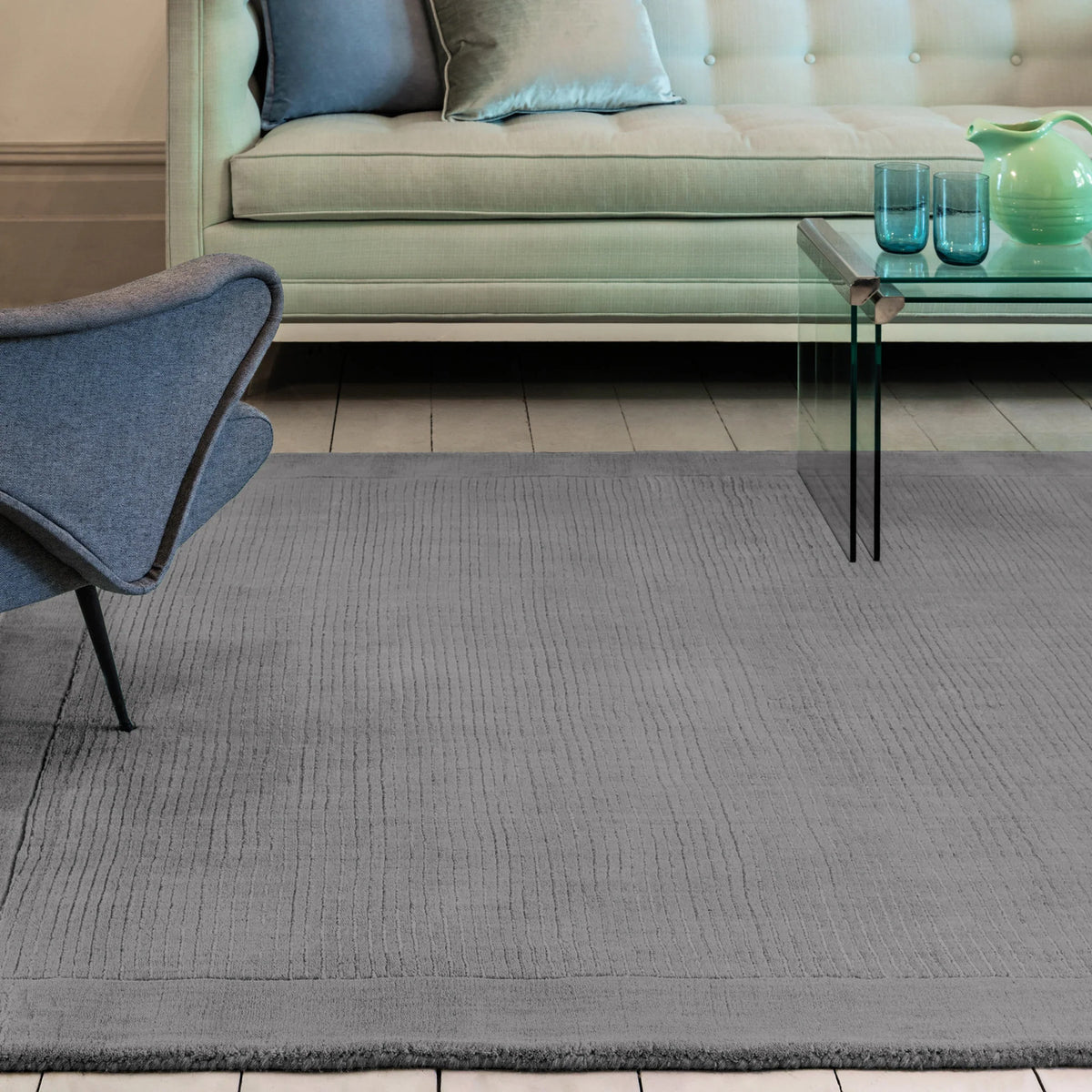 Asiatic York Grey Rug 60 x 120 cm 100% Wool Hand Woven Modern