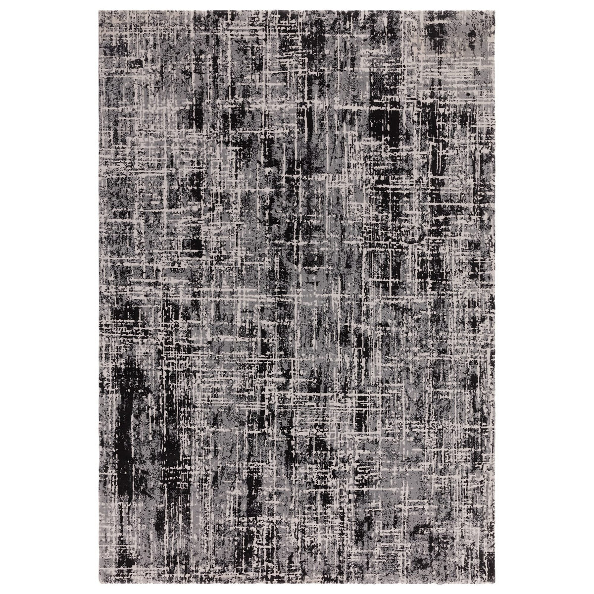 Asiatic Kuza Abstract Black Rug 160 x 230 cm Polypropylene Machine Woven Modern