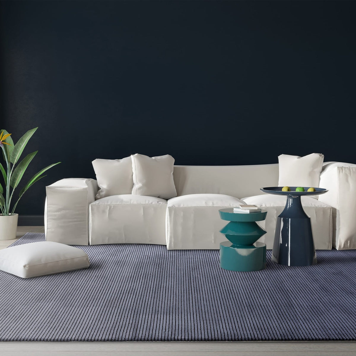 Asiatic Kuza Stripe Navy Rug 200 x 290 cm Polypropylene Machine Woven Modern