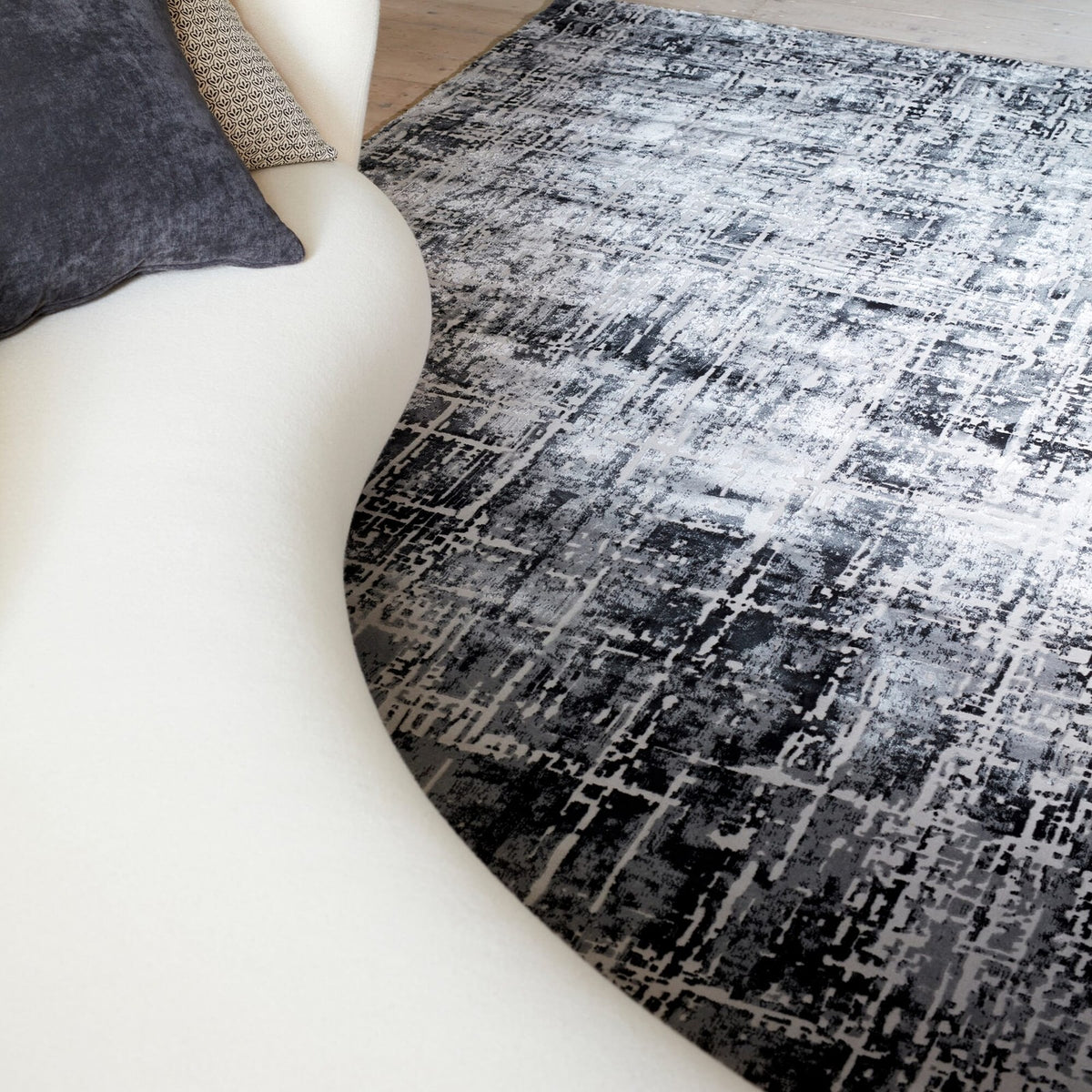 Asiatic Kuza Abstract Black Rug 160 x 230 cm Polypropylene Machine Woven Modern