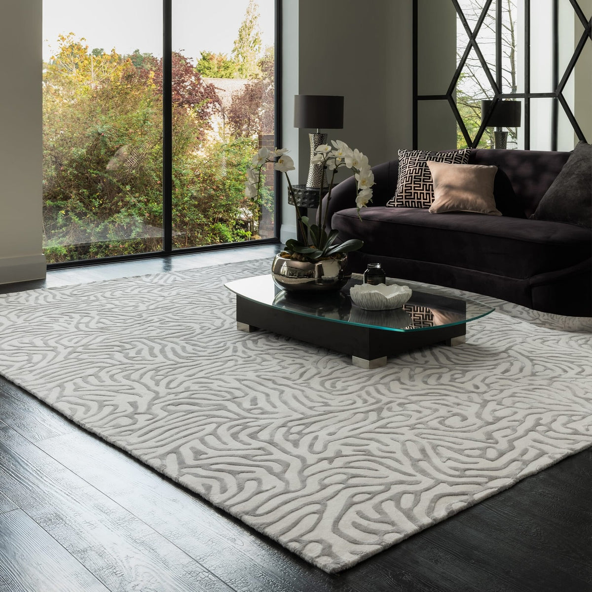 Asiatic Coral Silver Rug 120 x 180 cm Wool Viscose Contemporary
