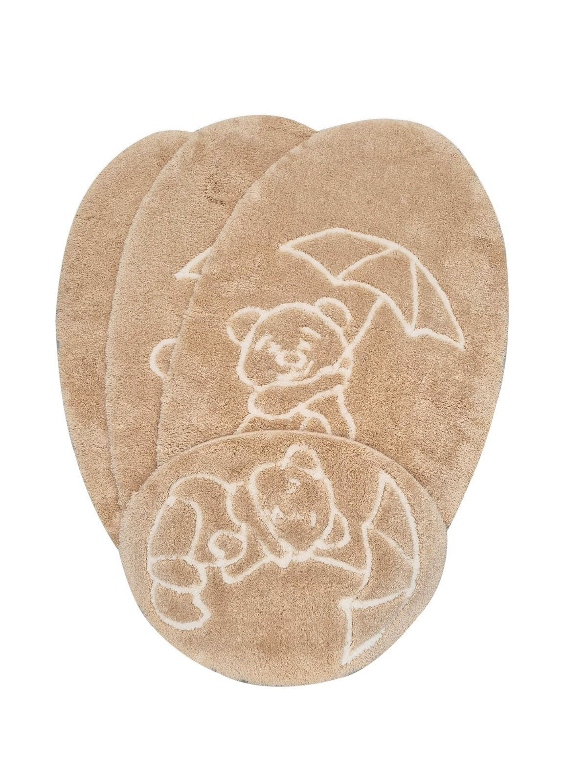 ROMANY German WASHABLE MATS 4pcs SET, Large Beige Bear Umbrella