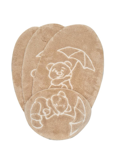 ROMANY German WASHABLE MATS 4pcs SET, Large Beige Bear Umbrella