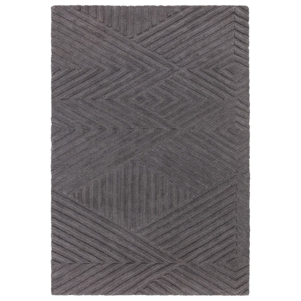 Asiatic Hague Charcoal Rug 160 x 230 cm 100% Wool Hand Tufted Modern