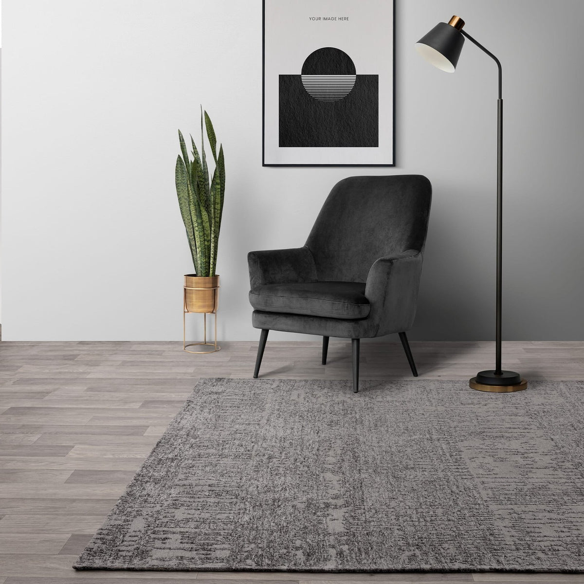 Asiatic Beau Carbon Rug 200 x 290 cm Polyester Cotton Modern