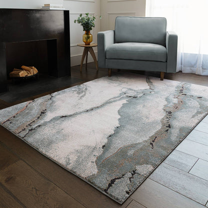 Asiatic Mirage Oasis Blue Rug 80 x 150 cm Soft Deep Pile Machine Woven Modern